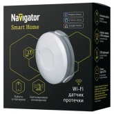 Умный датчик протечки воды Navigator NSH-SNR-W01-WiFi питание CR2 3В оповещение светом, звуком