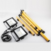 Два светодиодных прожектора на стойке Feron LL-503 2x50W 6400K 9000Lm 220В IP65