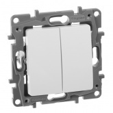 Выключатель двухклавишный Legrand Etika белый