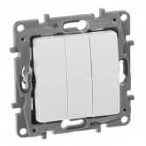 Выключатель трехклавишный Legrand Etika белый