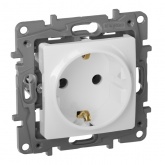 Розетка Legrand Etika с заземлением, винтовой зажим, белая