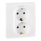 Розетка Legrand Etika двойная с заземлением, винтовой зажим, белая