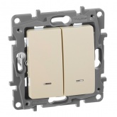 Выключатель двухклавишный с подсветкой Legrand Etika слоновая кость (бежевый)