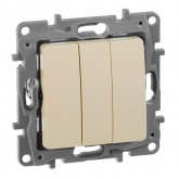 Выключатель трехклавишный Legrand Etika слоновая кость (бежевый)