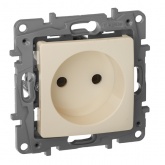 Розетка Legrand Etika Plus со шторками без заземления, винтовой зажим, слоновая кость (бежевый)