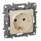 Розетка Legrand Etika с заземлением, винтовой зажим, слоновая кость (бежевый)