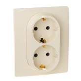 Розетка Legrand Etika двойная с заземлением, винтовой зажим, слоновая кость (бежевый)