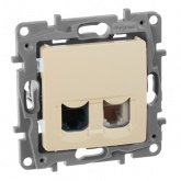 Розетка телефон+компьютер Legrand Etika RJ11+RJ45 Cat5 UTP, слоновая кость (бежевый)