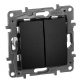 Выключатель двухклавишный Legrand Etika самозажимные клеммы антрацит