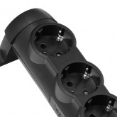 Колодка Legrand Комфорт, черная 16А 3 розетки с выключателем