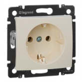 Розетка Legrand Valena с заземлением со шторками слоновая кость (бежевый)