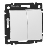 Выключатель двухклавишный Legrand Valena белый