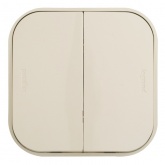 Накладной выключатель двухклавишный Legrand Quteo слоновая кость (бежевый)