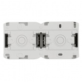 Розетка двойная Legrand Quteo с заземлением со шторками IP44 серая