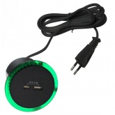 Настольный встраиваемый блок SE USB тип А+USB тип С (розетка-удлинитель) Unica System антрацит