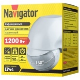 Датчик движения ИК Navigator накладной NS-IRM06-WH 1-1200W угол 180гр дальность 12m IP44