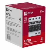 Ограничитель импульсных напряжений EKF ОПВ-B/4P In 30кА 400В с индикатором
