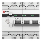 Дифавтомат EKF PROxima АД-32 3P+N C16А 100мА тип АС трехфазный селективный электронный 4,5кА (дифференциальный автомат, АВДТ)
