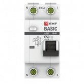 Дифференциальный автомат EKF Basic АД-12 1P+N C50А 30мА тип АС однофазный электронный 4,5кА (дифавтомат, АВДТ)