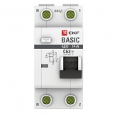Дифференциальный автомат EKF Basic АД-12 1P+N C63А 30мА тип АС однофазный электронный 4,5кА (дифавтомат, АВДТ)