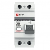 УЗО EKF PROxima ВД-100 2P 63А/ 30мА (электронное) А (ВДТ)
