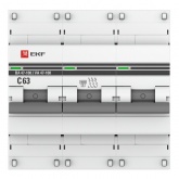 Автоматический выключатель EKF PROxima ВА 47-100 3P 63А (C) 10kA (автомат электрический)