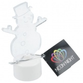 Фигура светодиодная на подставке Снеговик в шляпе 2D 1LED RGB 10см Питание от 3 LR44 (в комплекте)