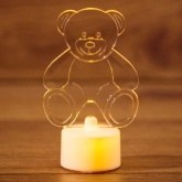 Фигура светодиодная на подставке Мишка 2D 1LED RGB 10см Питание от 3 AG13(LR44) (в комплекте)