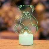 Фигура светодиодная на подставке Мишка 2D 1LED RGB 10см Питание от 3 AG13(LR44) (в комплекте)