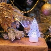 Фигура светодиодная на подставке Елочка средняя 1LED RGB 10.5см Питание от 3 LR44 (в комплекте)