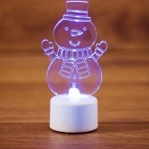 Фигура светодиодная на подставке Снеговик с шарфом 2D 1LED RGB 10см Питание от 3 AG13(LR44)