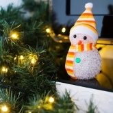 Акриловая светодиодная фигура Снеговик, 1LED RGB 10см, питание от 3 AG13/AG10 (батарейки в комплекте