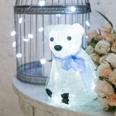 Акриловая светодиодная фигура белый мишка, 20LED 20см, питание от 3AA (не входят в комплект)