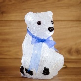 Акриловая светодиодная фигура белый мишка, 20LED 20см, питание от 3AA (не входят в комплект)