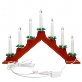 Новогодняя горка 7 свечек, 230V IP20, цвет корпуса: красный, цвет свечения: теплый белый