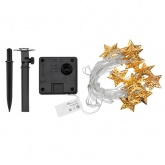 Гирлянда светодиодная на солнечной батарее Звезды, 12 LED теплый белый 1,2 метра IP44