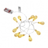 Гирлянда светодиодная Восточные фонарики, 10 LED Желтые 1,5 метра, прозрачный ПВХ, питание 2хАА