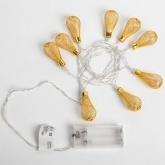 Гирлянда светодиодная Восточные фонарики, 10 LED Желтые 1,5 метра, прозрачный ПВХ, питание 2хАА