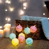 Гирлянда светодиодная Карамельки 1.5 м, прозрачный ПВХ, 10 LED, теплый белый, питание 2хАА