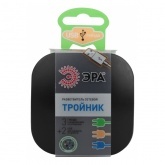 Тройник ЭРА SP-3e-USB-BLACK 3 гнезда 220V + 2xUSB 2100mA c заземлением со шт (черный)