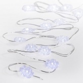 Гирлянда Снежинки, 2м, 20 LED, цвет белый, работа от 2 батареек CR2032 в комплекте