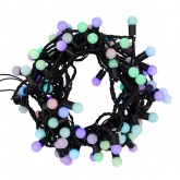 Гирлянда мультишарики D17,5мм, 10м, черный ПВХ, IP65 230V 100LED, цвет RGB