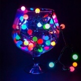 Гирлянда мультишарики D23мм, 10м, черный ПВХ, IP65 230V 80LED, цвет RGB