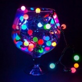 Гирлянда мультишарики D17,5мм, 20м, черный ПВХ, 200LED, цвет RGB, IP65 24V