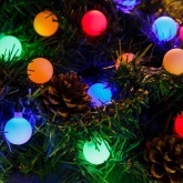 Гирлянда мультишарики D45мм, 10м, черный ПВХ, IP65 230V 40LED, цвет RGB