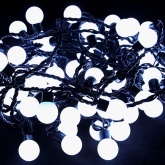 Гирлянда мультишарики D23мм, 10м, черный каучук, 80LED, постоянное свечение, цвет белый