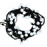 Гирлянда мультишарики D23мм, 10м, черный каучук, 80LED, постоянное свечение, цвет белый