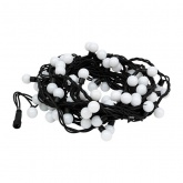 Гирлянда мультишарики D23мм, 10м, черный каучук, 80LED, постоянное свечение, цвет белый