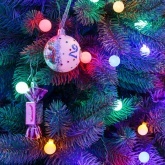 Гирлянда мультишарики D18мм 5м, темно-зеленый ПВХ 30LED, цвет RGB 230V