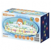 Гирлянда светодиодная TDM Снежинки 50LED, 5м, 8 режимов, многоцветный, прозр. шнур, 250В, IP20